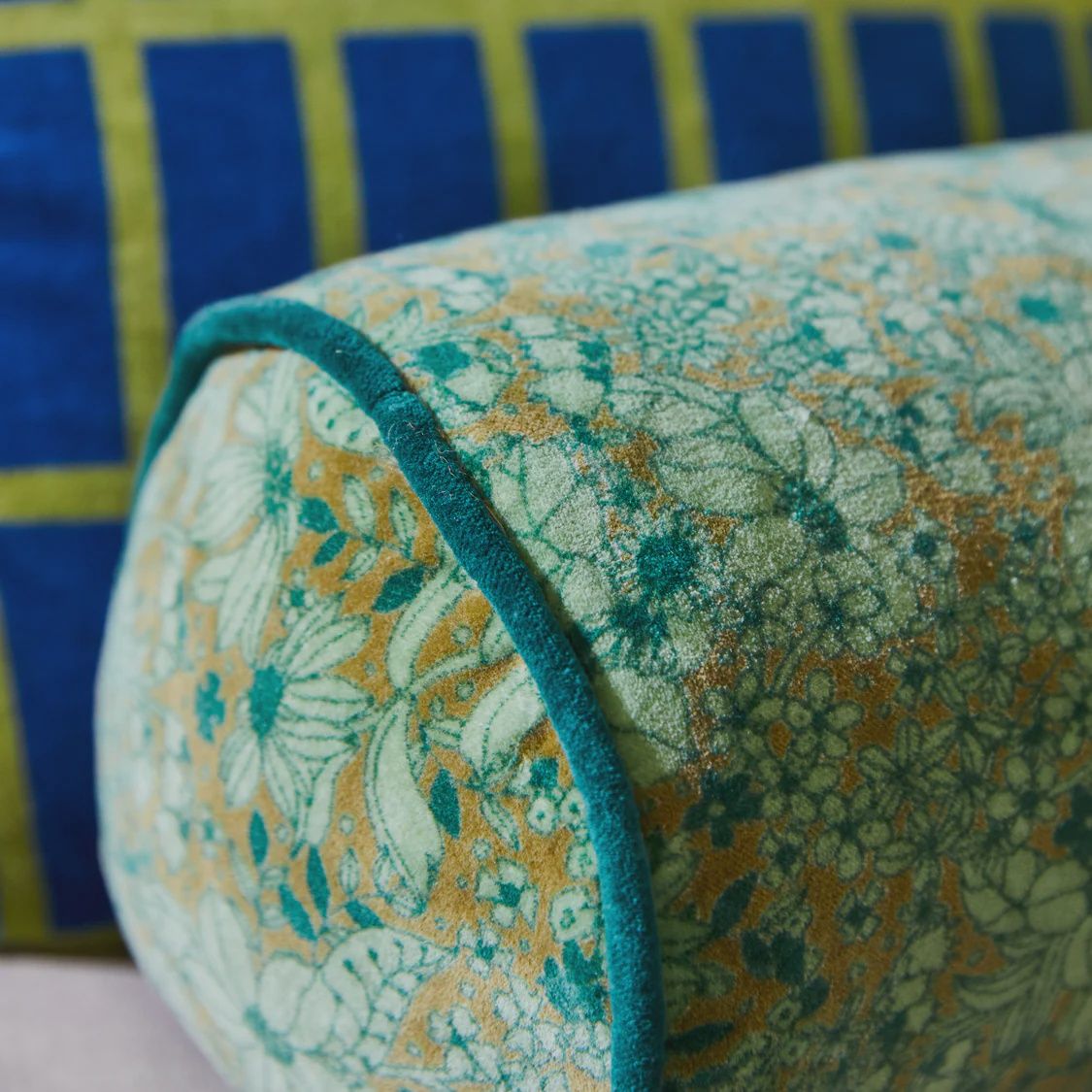 Evette Velvet Bolster - Feather Insert