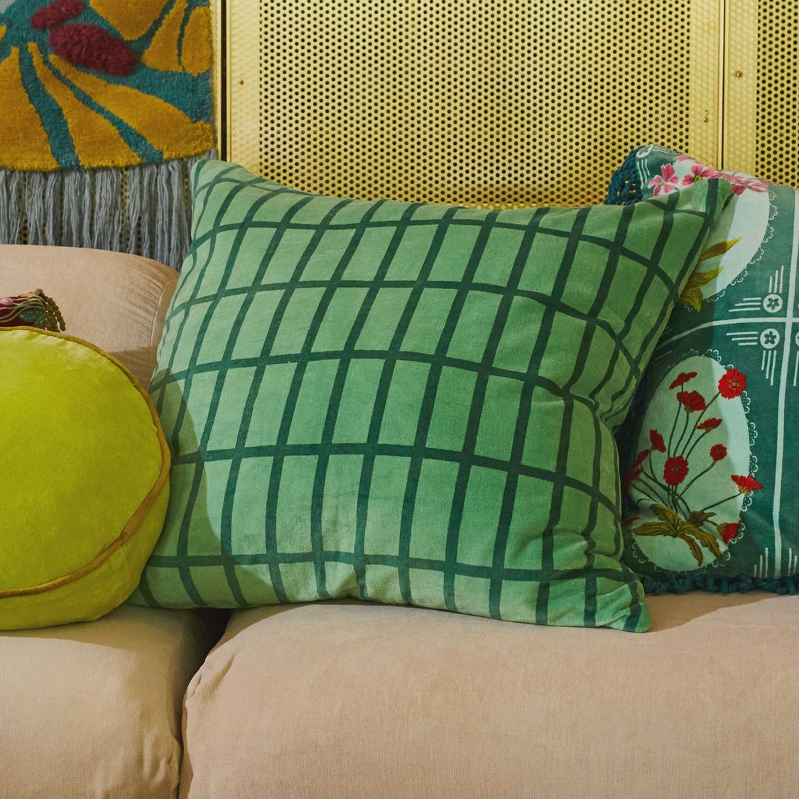 Remi Velvet Cushion - Emerald Feather Insert