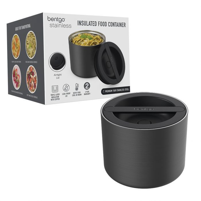 Stainless Steel Insulated Food Container, Colour: Carbon Matte Black