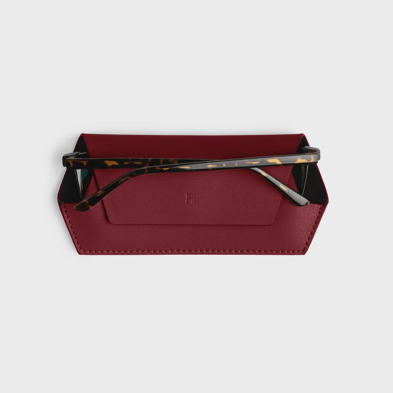 Leather Glasses Case - Burgundy