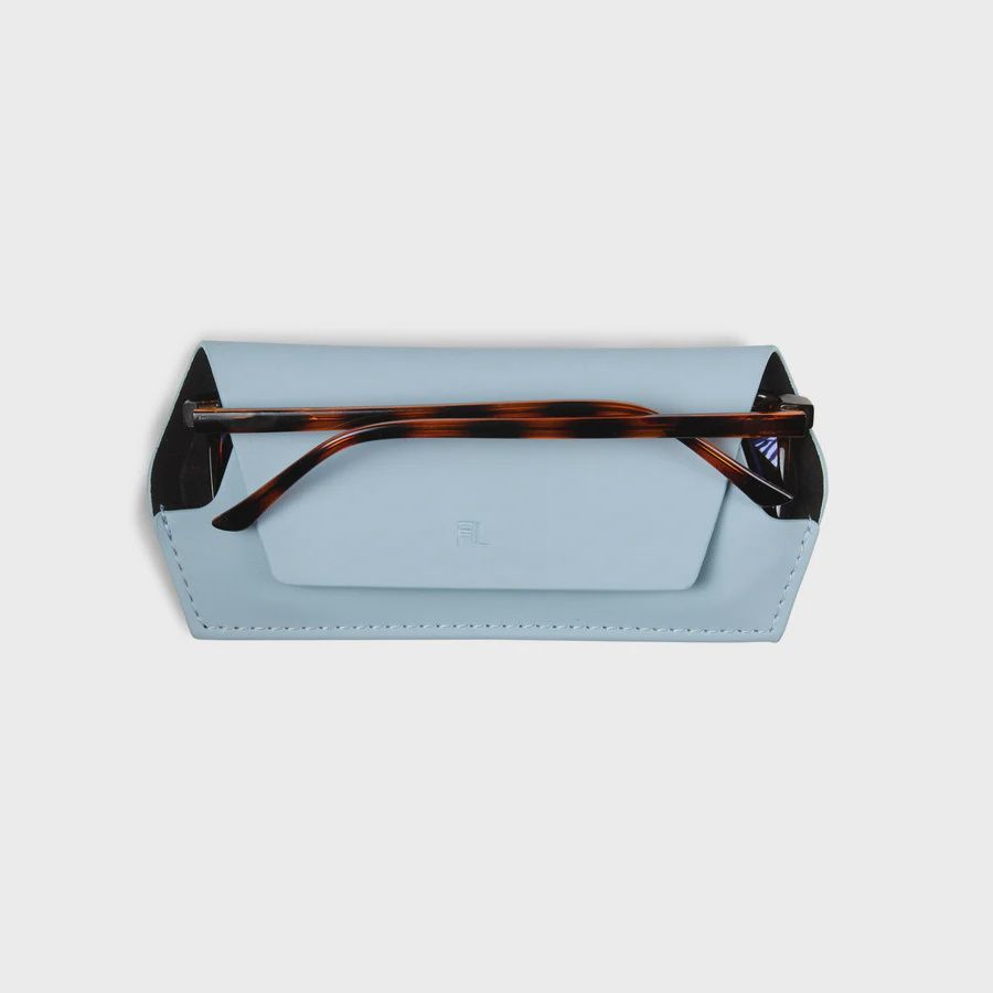 Leather Glasses Case - Sky Blue