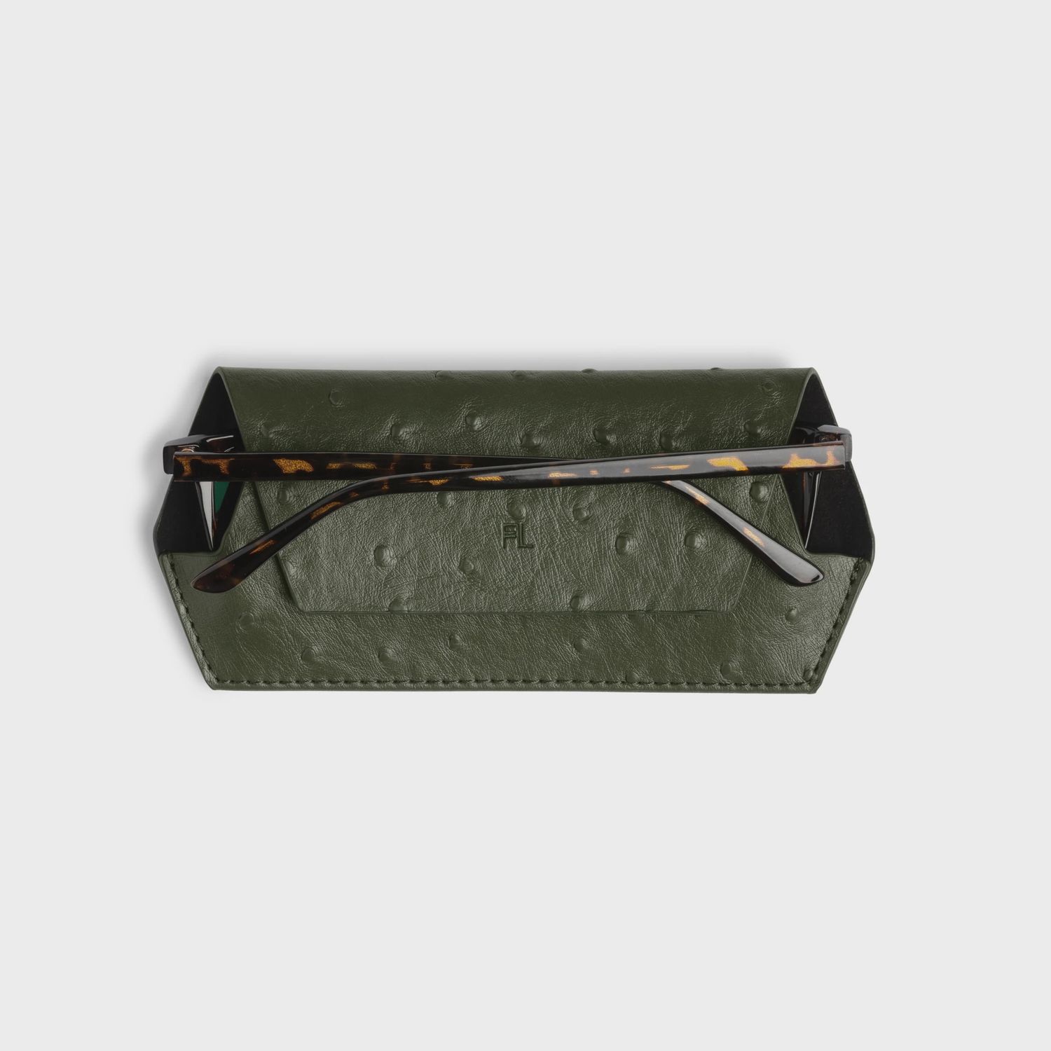 Leather Glasses Case - Olive