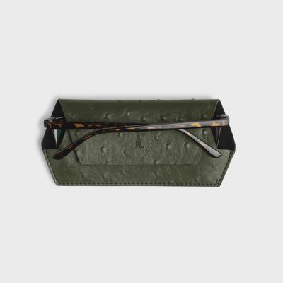 Leather Glasses Case - Olive