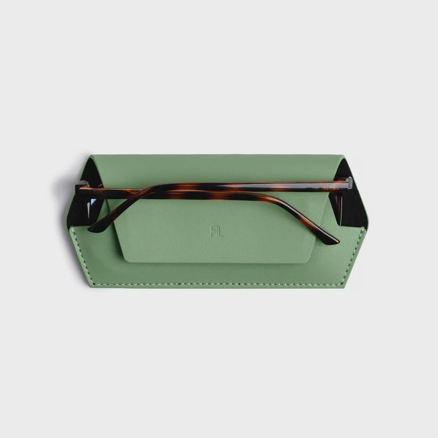 Leather Glasses Case - Sage