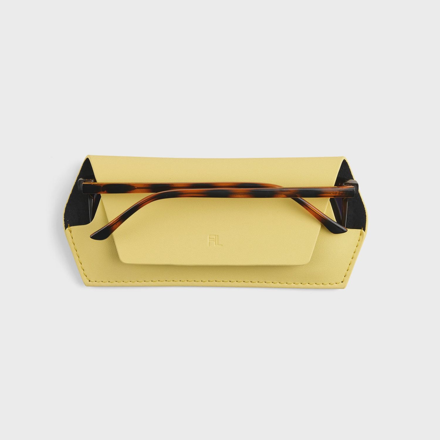 Leather Glasses Case - Yellow