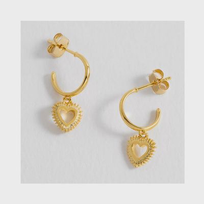 Plain Heartburst Hoop Earrings Gold Plated