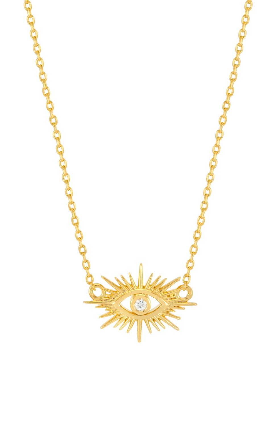 Eye Burst Cz Necklace Gold Plated