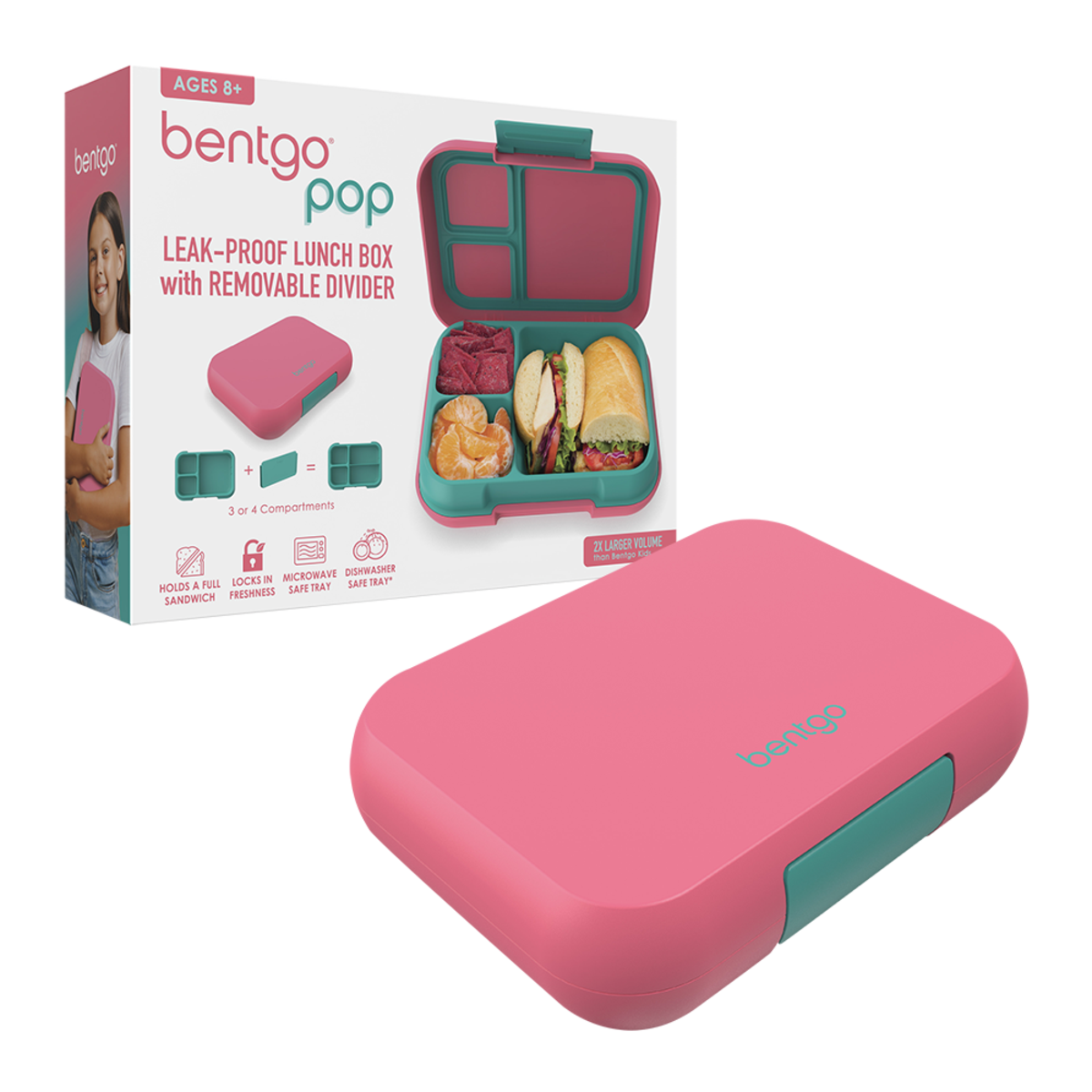 Bentgo Pop Lunch Box, Colour: Coral-Teal