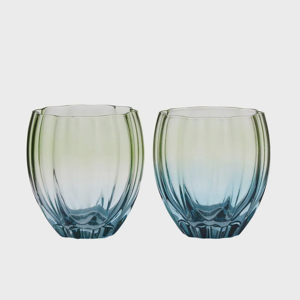 Lotti S/2 Tulip Tumbler  8x4x10cm Green/Blue