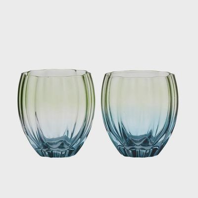 Lotti S/2 Tulip Tumbler  8x4x10cm Green/Blue