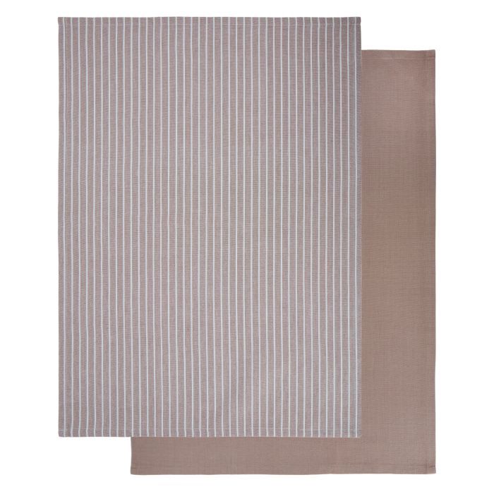 Davis Waddell Butcher Stripe Tea Towel Set/2 70x50cm Taupe*