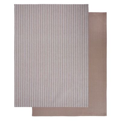 Davis Waddell Butcher Stripe Tea Towel Set/2 70x50cm Taupe*