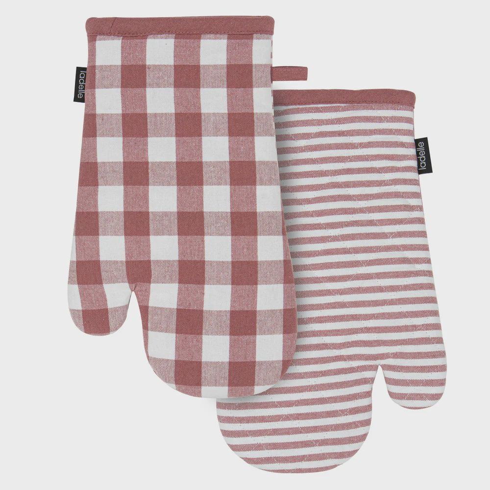 Eco Gingham Blush 2pk Oven Mitt