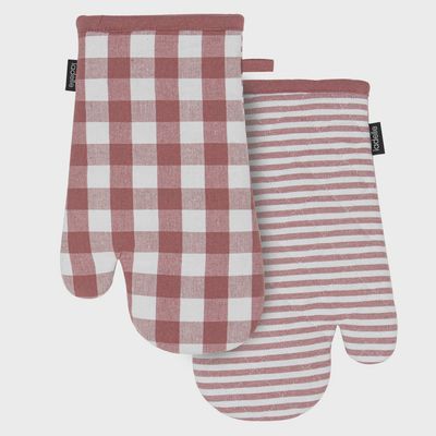 Eco Gingham Blush 2pk Oven Mitt