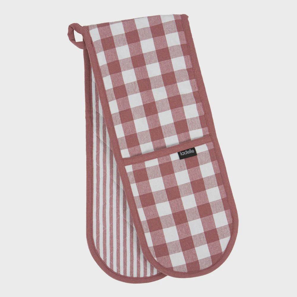 Eco Gingham Blush Double Oven Mitt