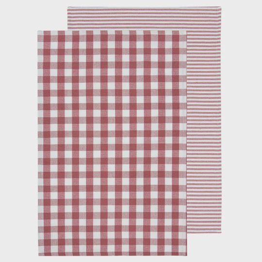 Eco Gingham Blush 2pk Kitchen Towel
