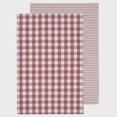 Eco Gingham Blush 2pk Kitchen Towel
