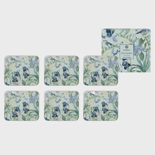Iris Garden Mint 6pk Coaster