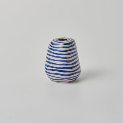 Facet Vase Medium Blue Lines
