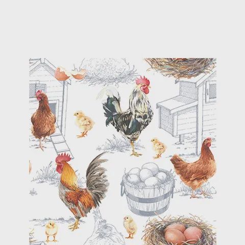 Chicken Farm - Paper Napkins - Pack of 20 - Cocktail Size