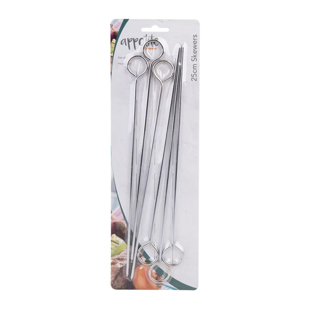 Chrome Skewers - 25cm / 10&quot; - Set of 6