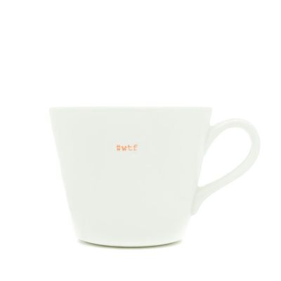 Medium Ceramic White Mug - #wtf