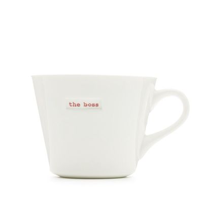 Medium Ceramic White Mug - the boss