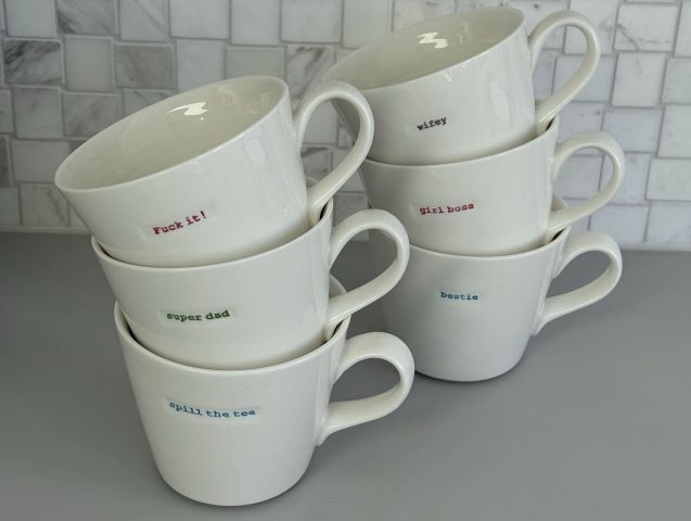 Medium Ceramic White Mug - spill the tea