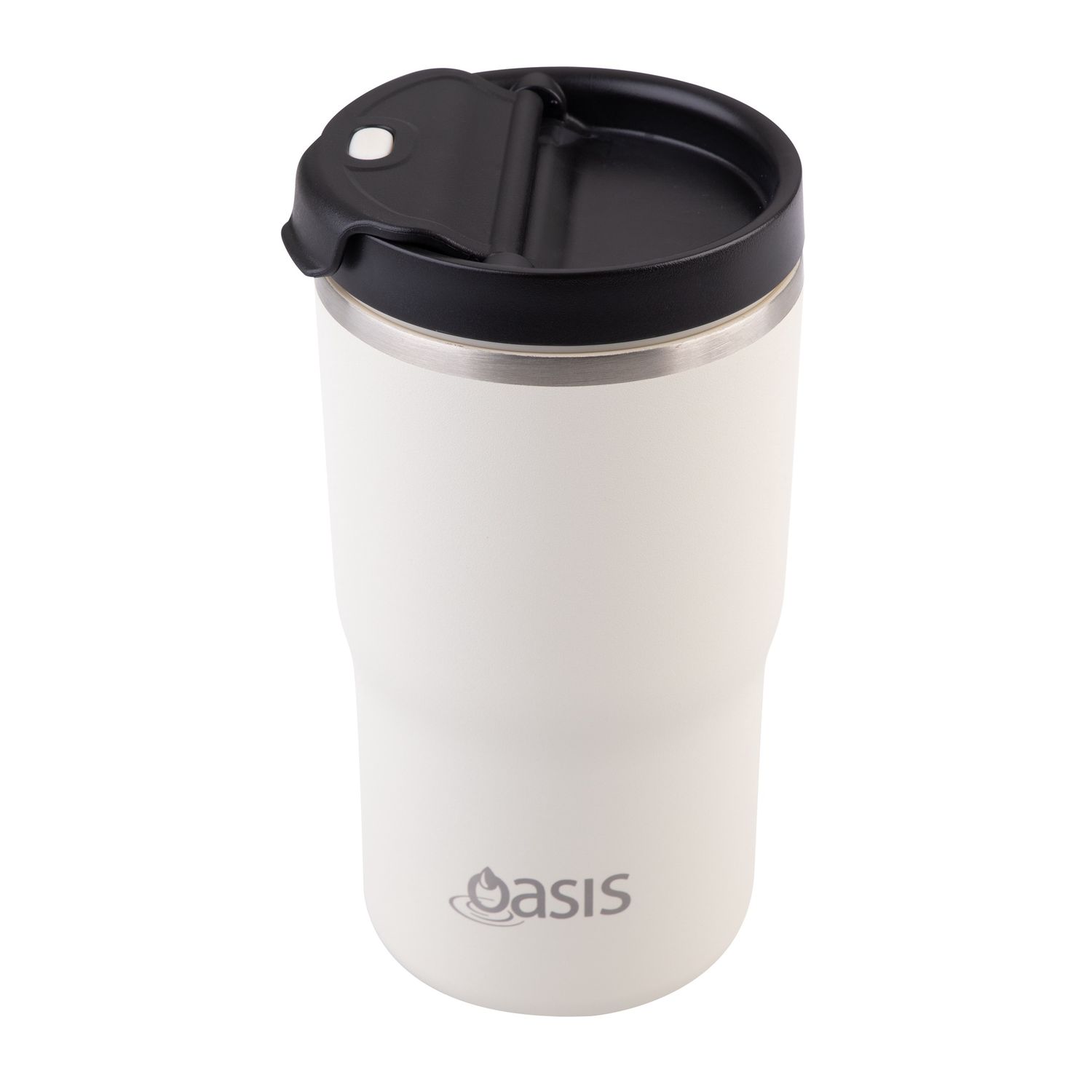 Oasis Ceramic Lined Double Wall Insulated Travel Mug 480ML, Colour: Alabaster