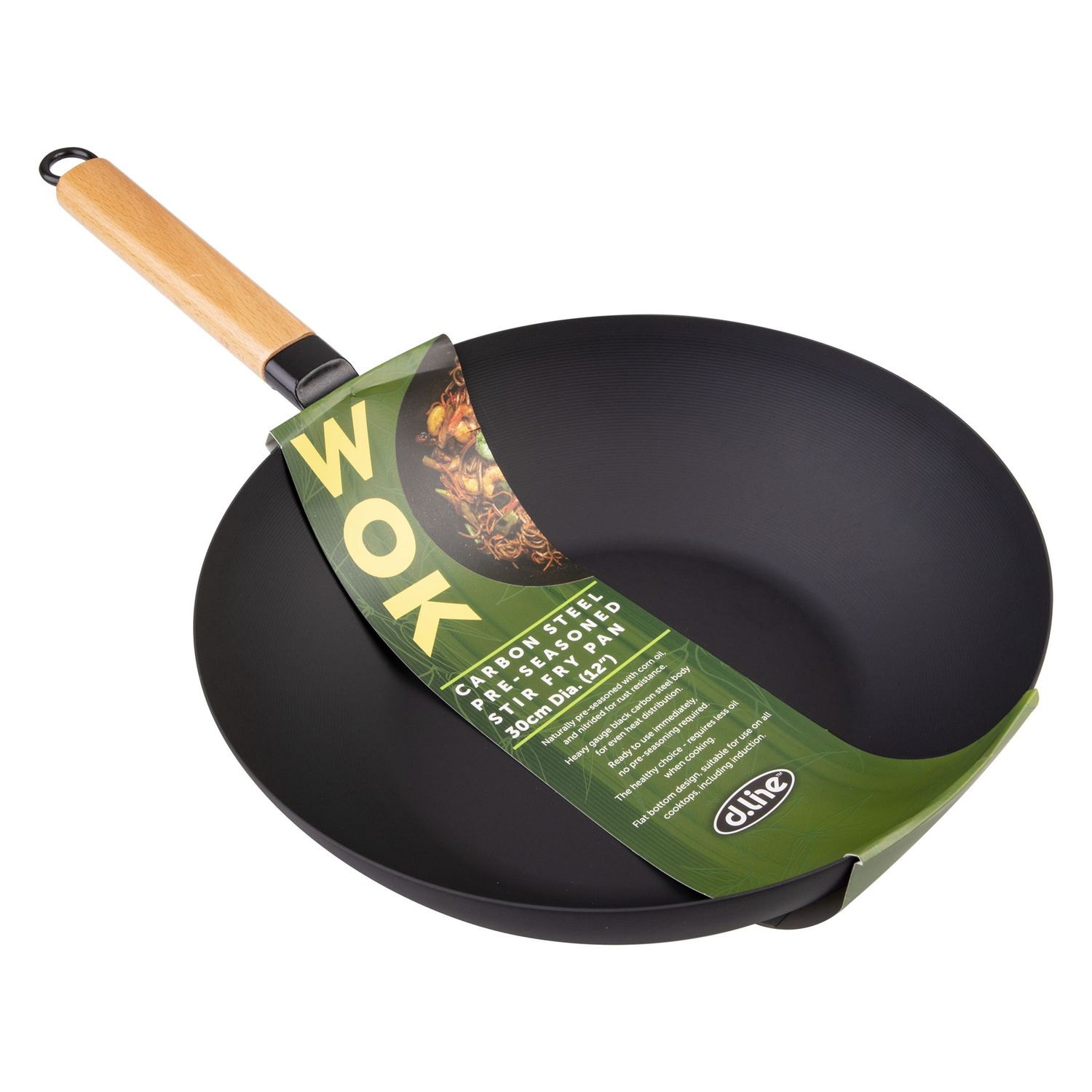 Carbon Steel Pre-Seasoned Stir Fry Pan 30cm