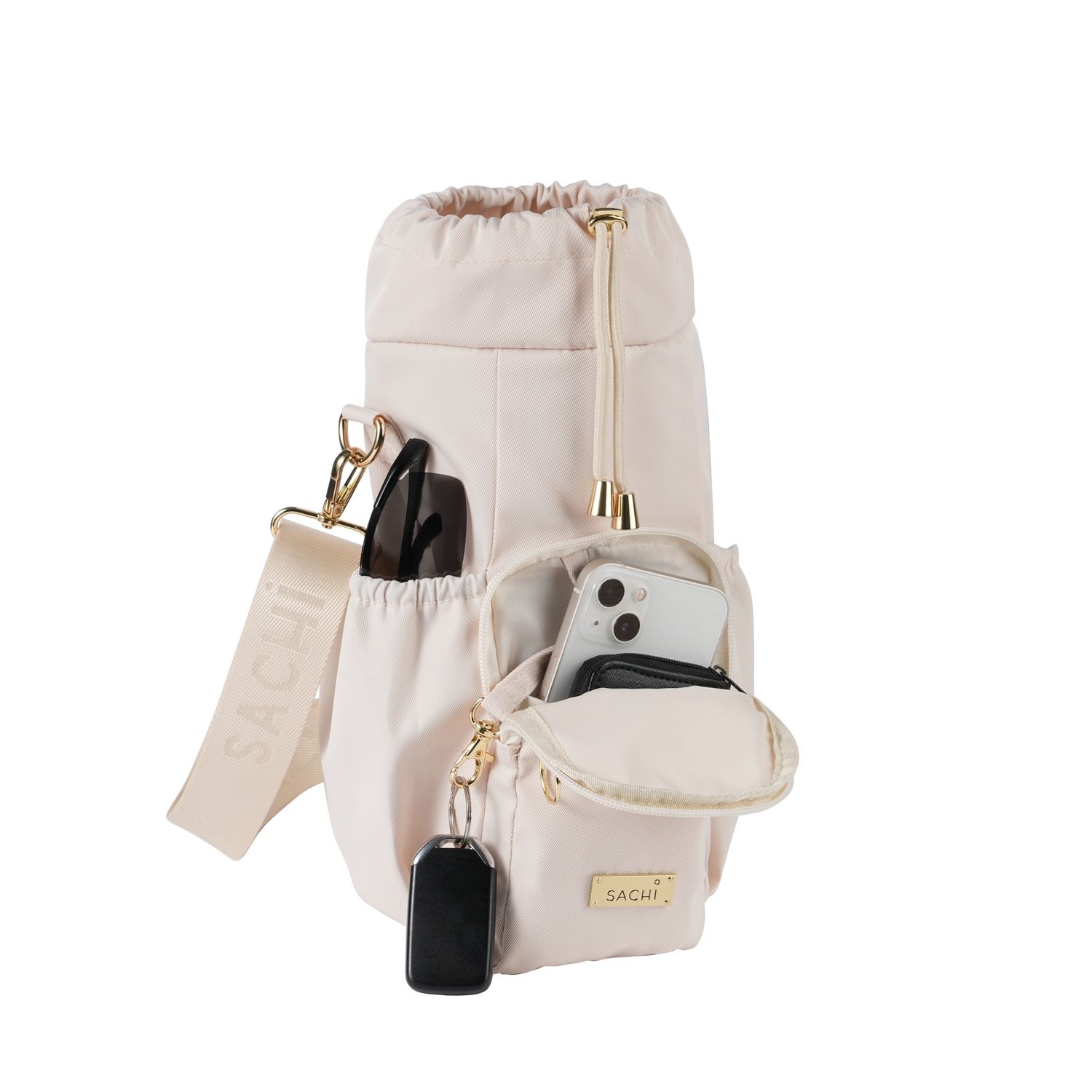 Crossbody Insulated Bottle Bag, Colour: Alabaster