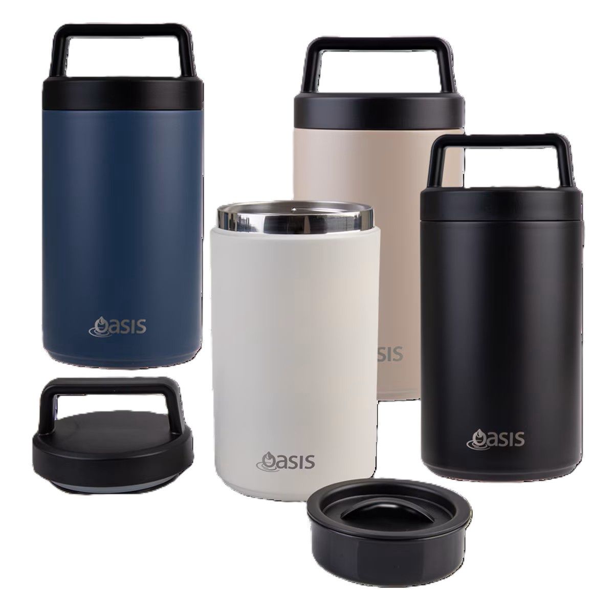 Stainless Steel Double Wall Insulated Food Flask with Handle