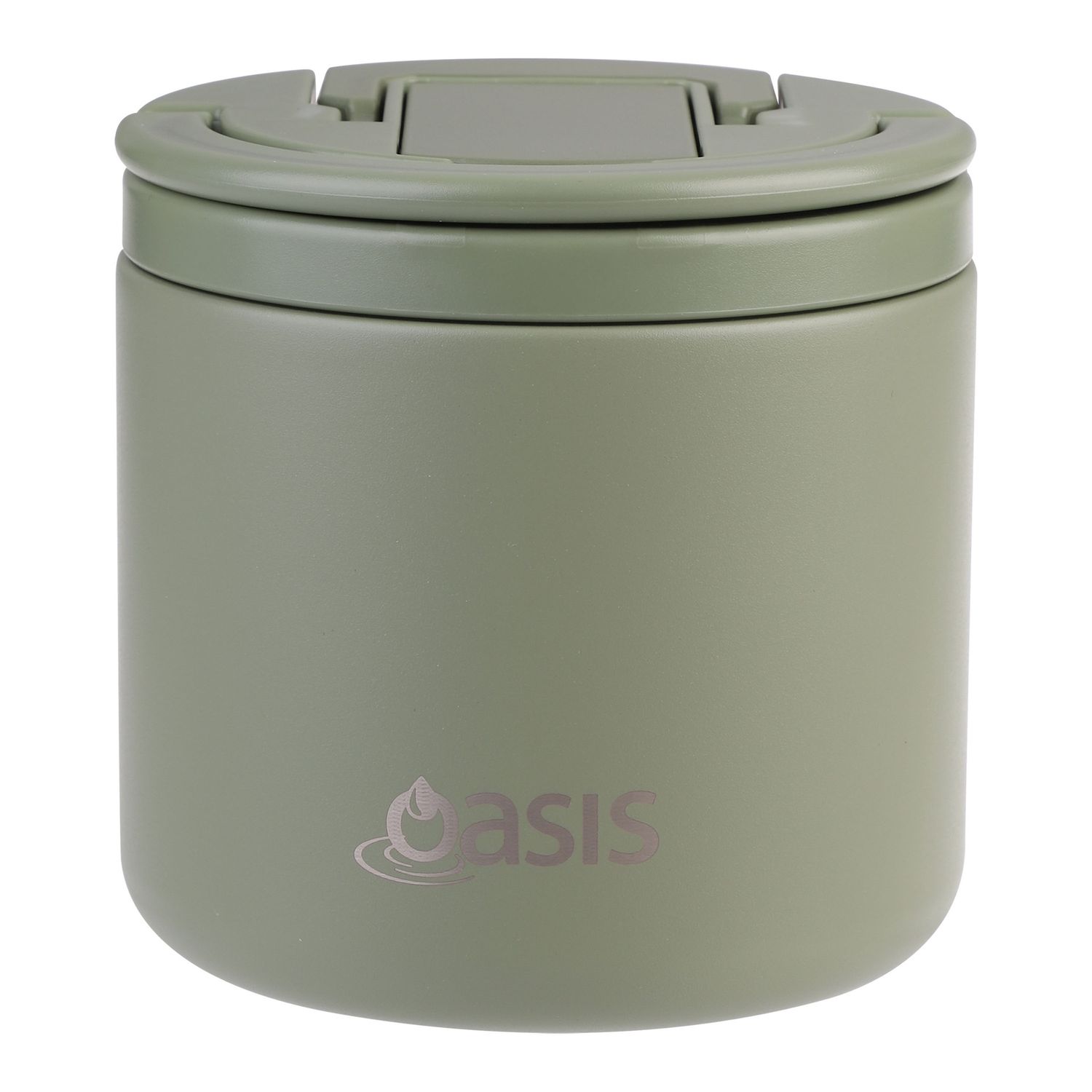 Stainless Steel Double Wall Insulated Food Flask w spoon, Colour: Olive Green