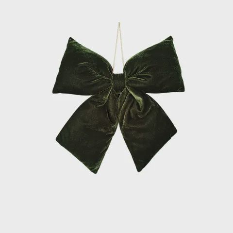 Hanging Bow Velvet - Dark Green 34cm