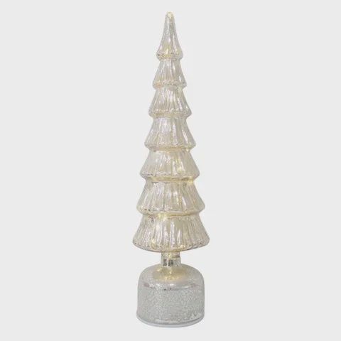 Tree Glass LED - Shiny Silver 41cm
