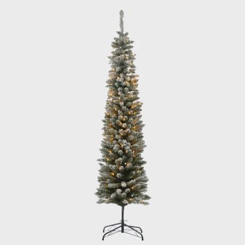 Snowy Slim Tree with LED 195cm