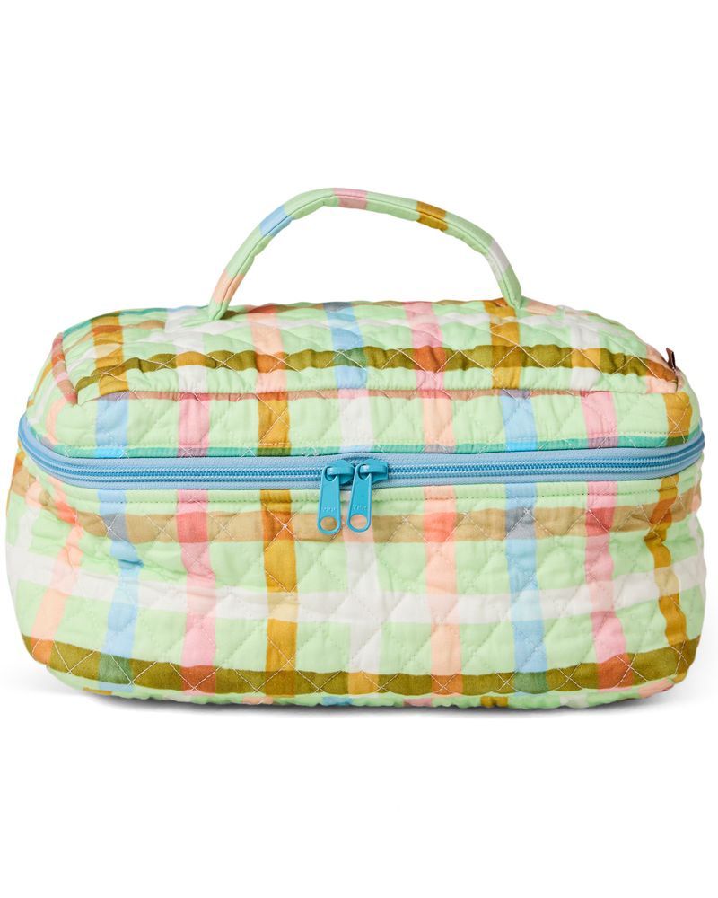 Candy Check Mint Quilted Cotton Toiletry Case One Size