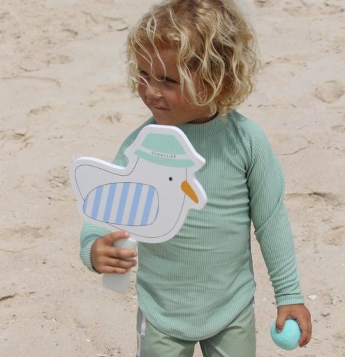 Kids Velcro Beach Bats Sammy the Seagull Blue Stripe