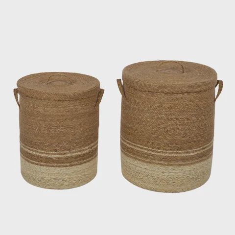 Royan Seagrass Hamper w Lid - small