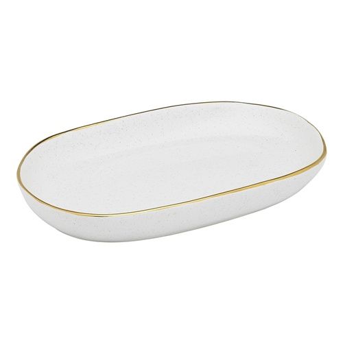 Speckle Small Shallow Bowl Milk/Gold