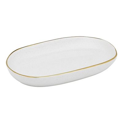 Speckle Small Shallow Bowl Milk/Gold