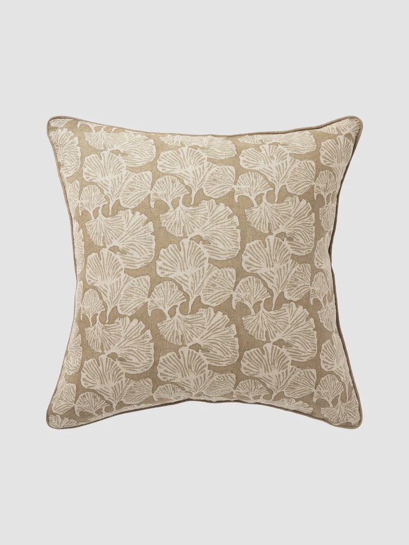 Ginkgo Mocha Linen Cushion