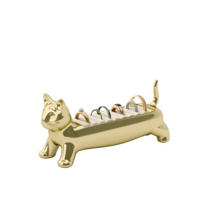 Ali Cat Ring Holder - Brass 12x4x5cm