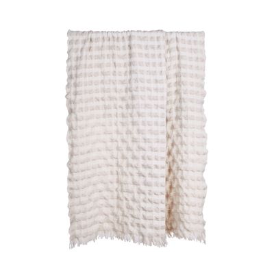 Ridge Waffle Throw Ivory 170x130x1cm
