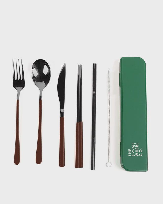 Take Me Away Cutlery Kit - Black with Chocolate Handle