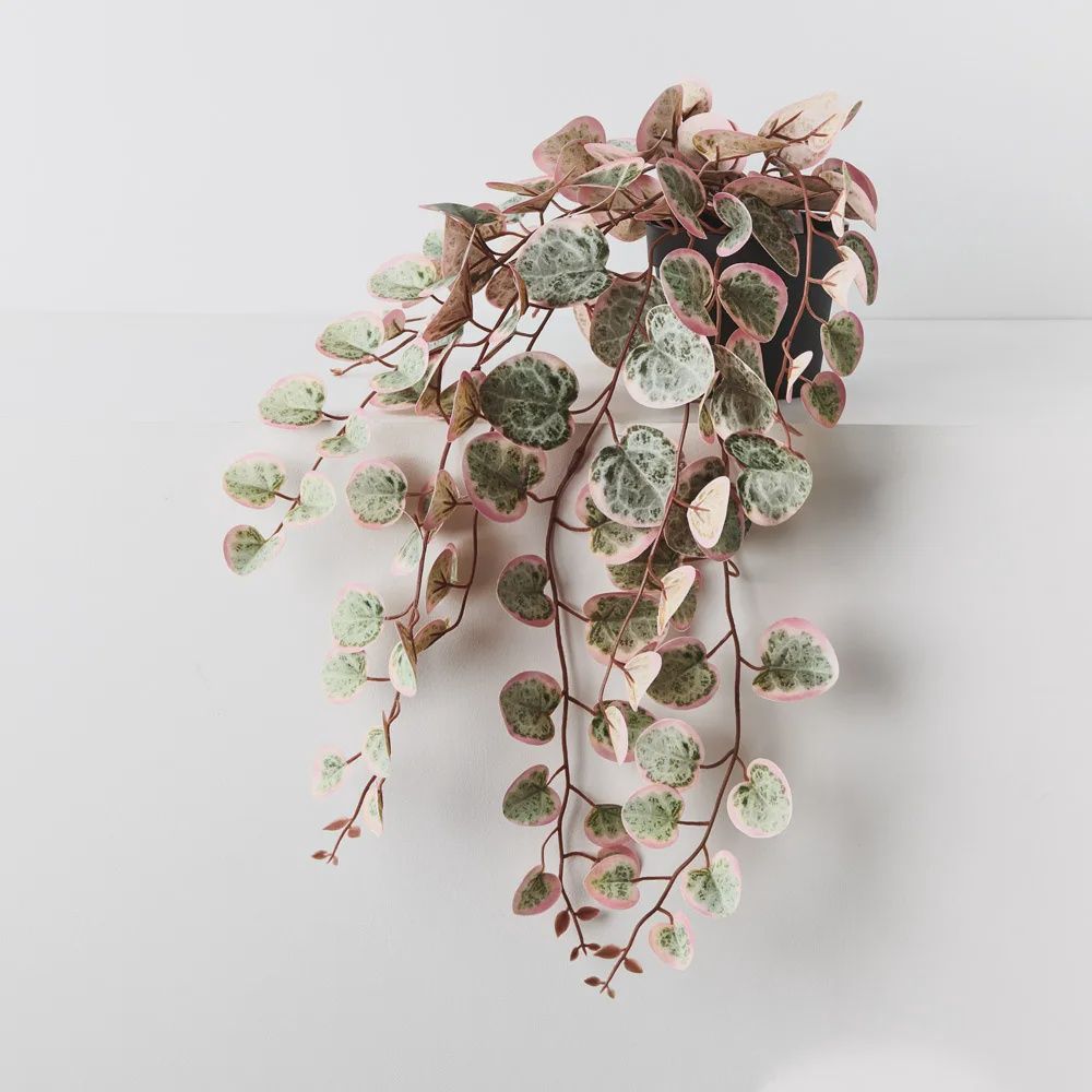 String of Hearts in Pot - Pink Green 48cm