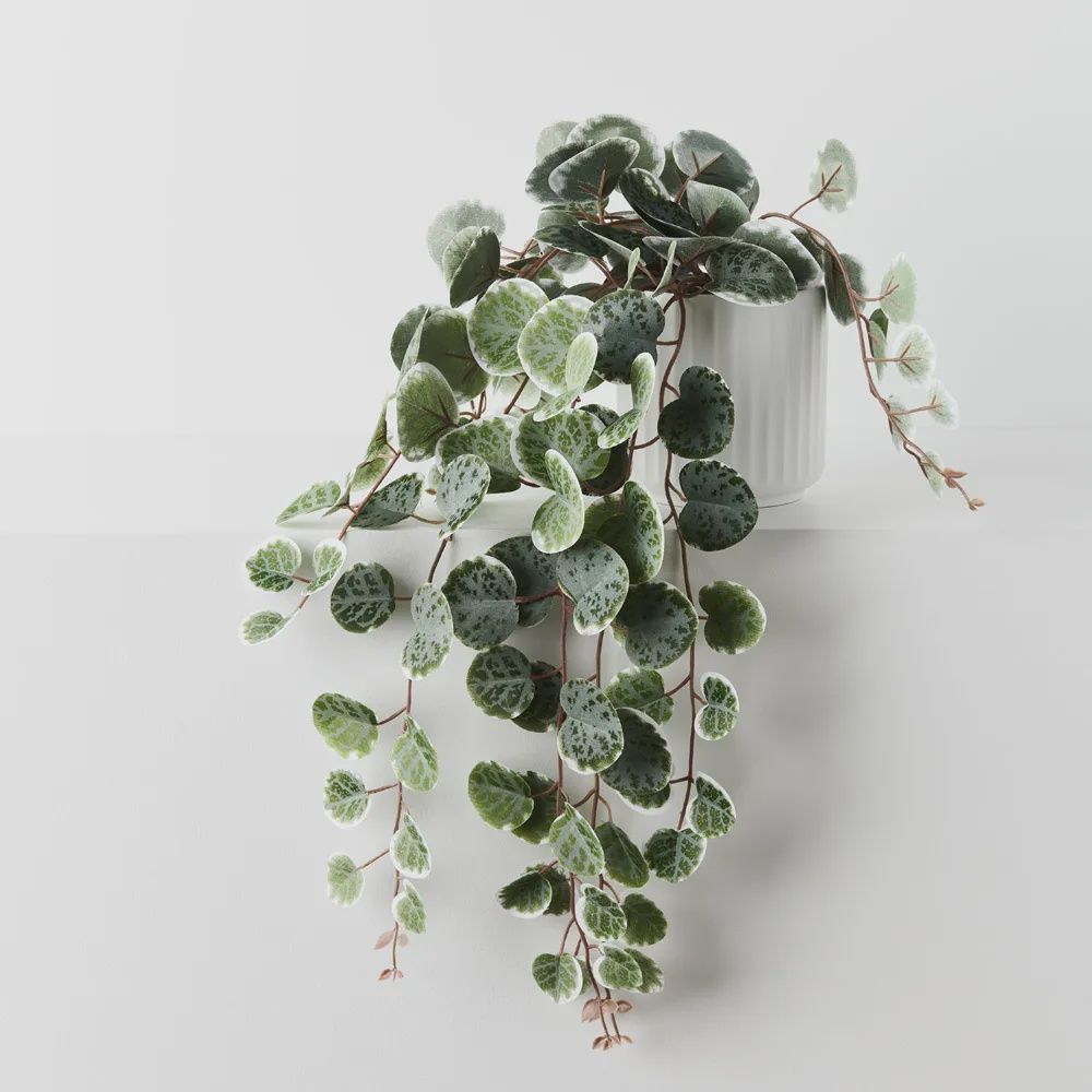 String of Hearts in Pot - Green White 44cm