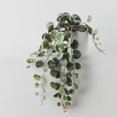 String of Hearts in Pot - Green White 44cm