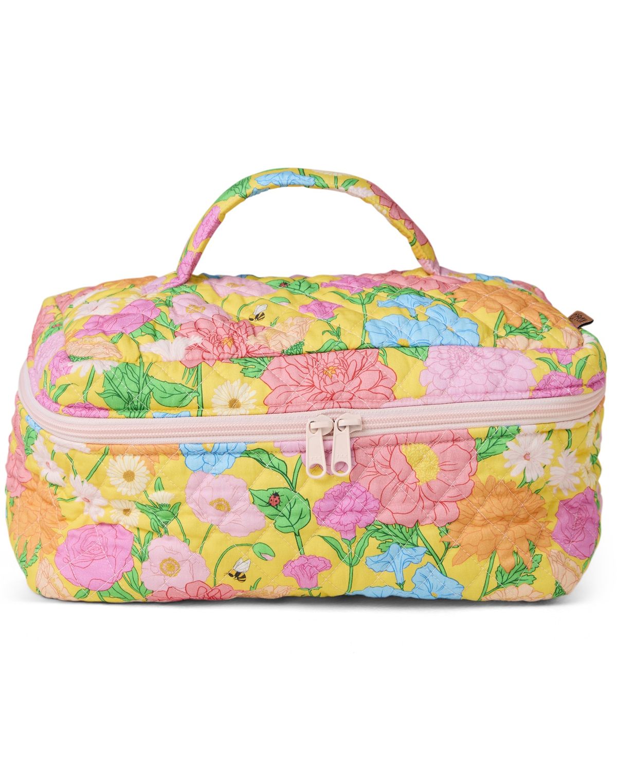 Follow the Sun Yellow Quilted Cotton Toiletry Case