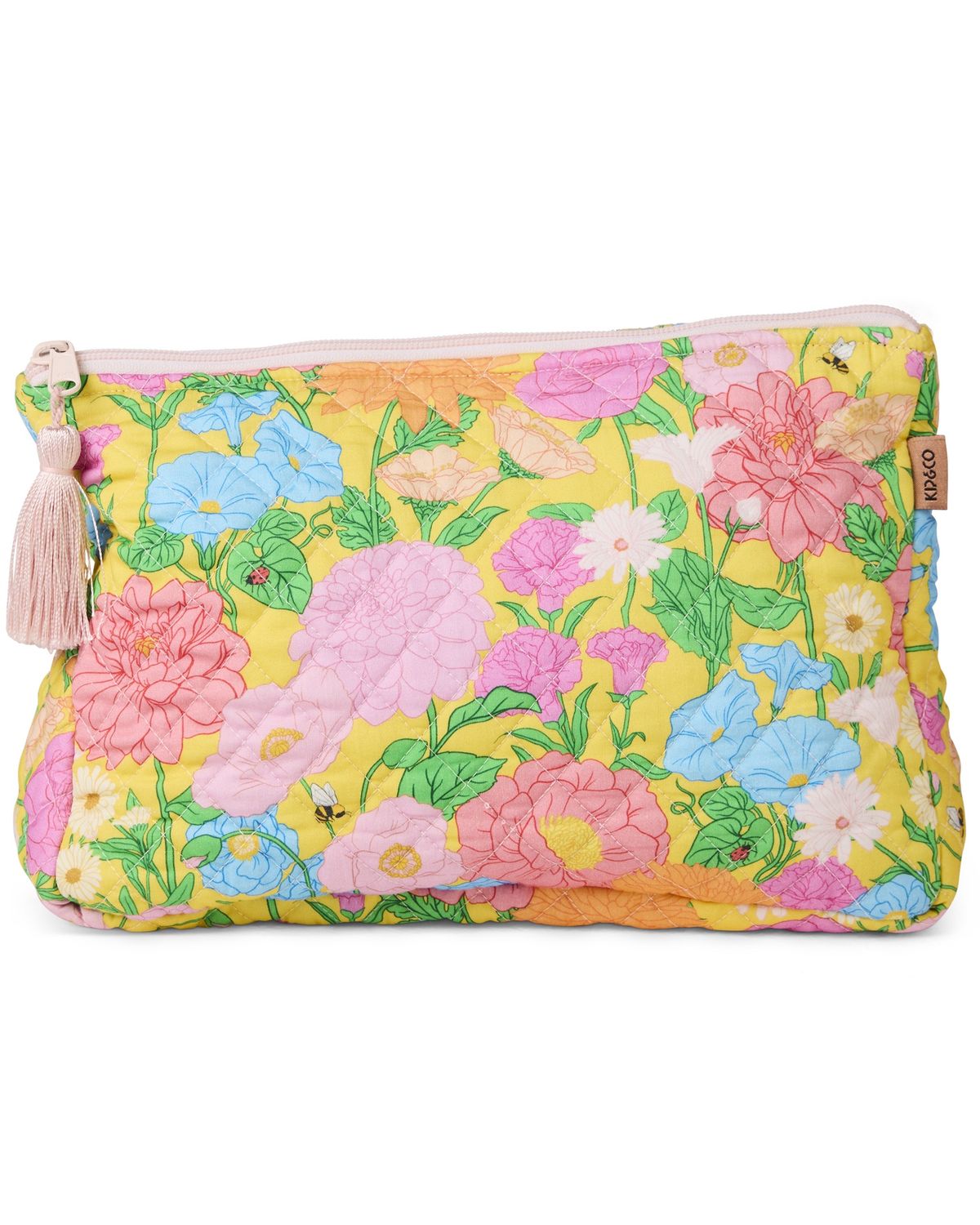 Follow the Sun Yellow Quilted Cotton Toiletry Purse